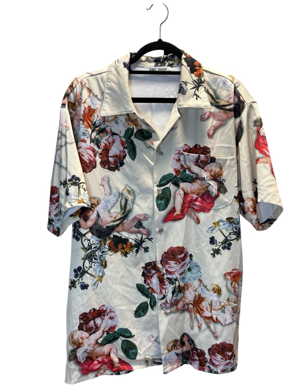 Almost Someday Angels Short-Sleeve Button-Down Shirt - White Floral Print